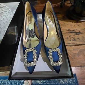 Badgley Mischka Carrie Navy Size 8 with box and dust bag